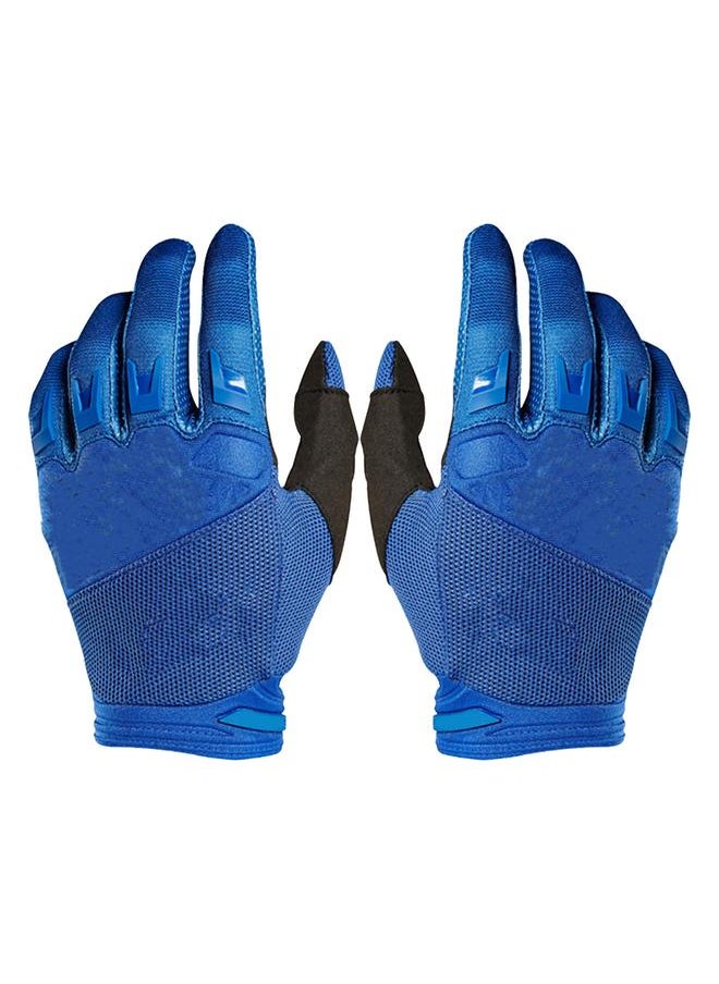 2 PCS Outdoor Sports Gloves Anti Slip Cycling Gloves Windproof Full Finger Gloves Blue M