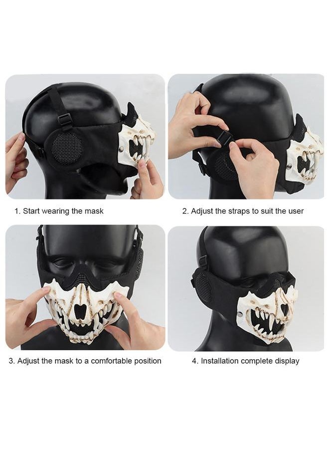 Outdoor Cycling Skeleton Ear Protection Half Face Cover Halloween Fangs Scary Horror Costume Props
