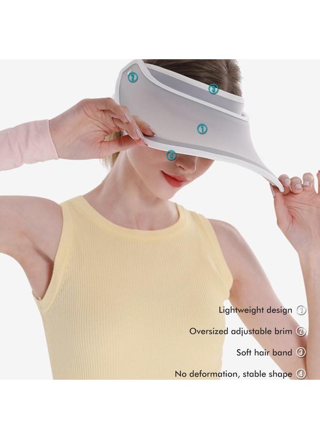 Women Sun Visor Hat Wide Brim Summer UV Protection Beach Hat 360° Rotatable Breathable Empty Top Hat for Outdoor Cycling Sport
