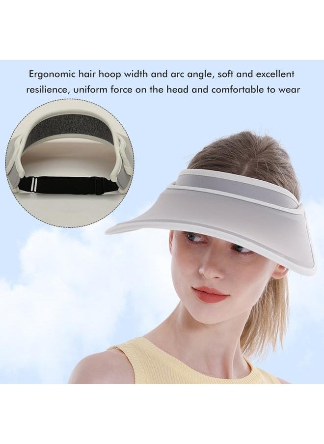 Women Sun Visor Hat Wide Brim Summer UV Protection Beach Hat 360° Rotatable Breathable Empty Top Hat for Outdoor Cycling Sport