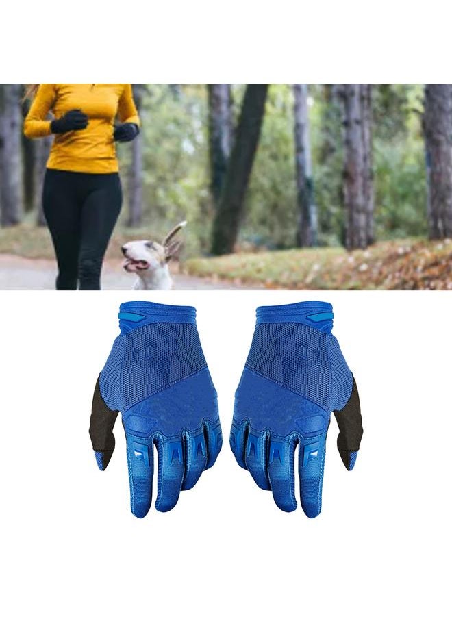 2 PCS Outdoor Sports Gloves Anti Slip Cycling Gloves Windproof Full Finger Gloves Blue XL