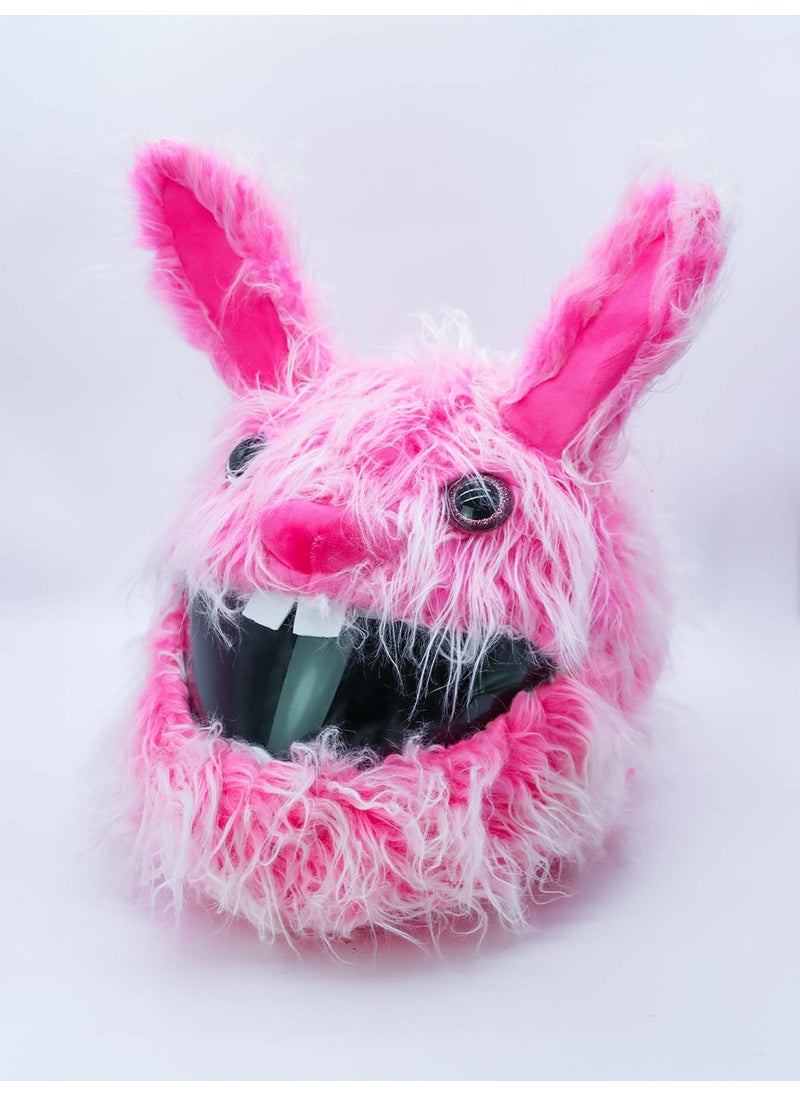 Crazy Rabbit Cartoon Plush Helmet Cover pink