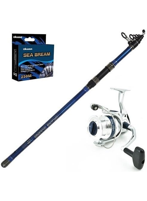 Aria 6000 - Kendo Blue Bass 420CM Surf Fishing Rod Set