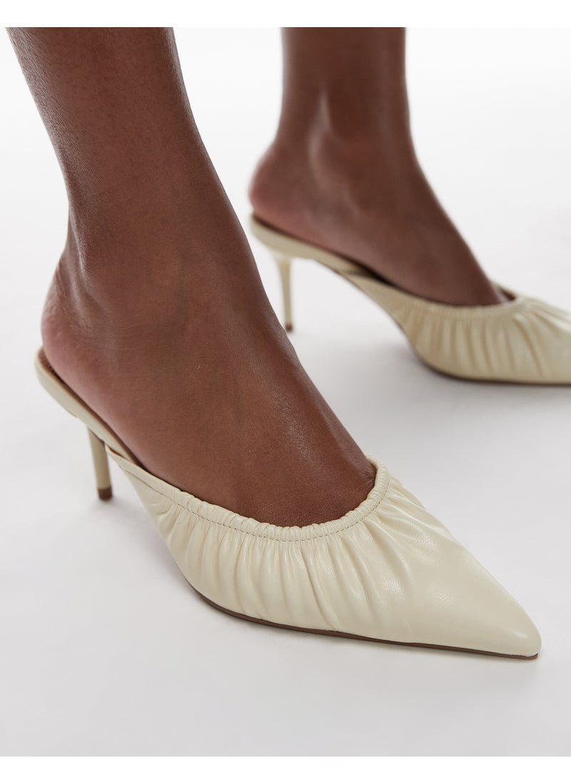 Dill Ruched Slip On Mid Heeled Mules
