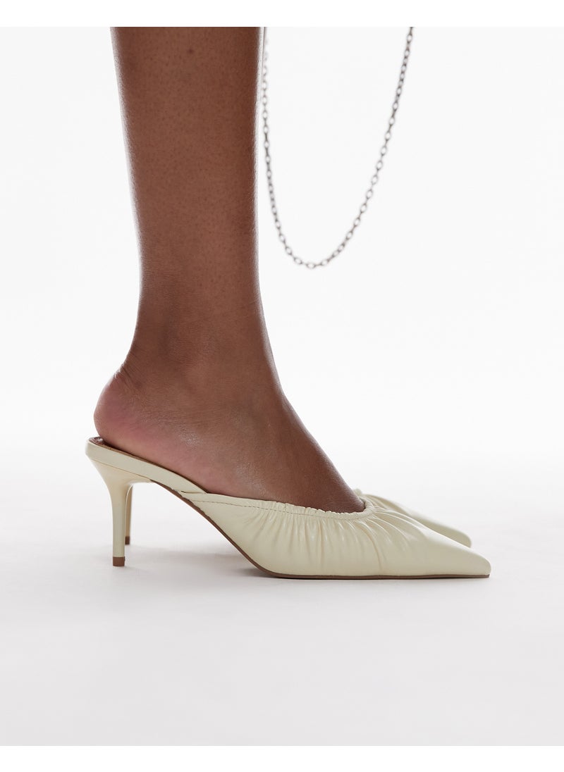 Dill Ruched Slip On Mid Heeled Mules