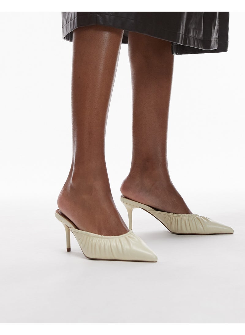Dill Ruched Slip On Mid Heeled Mules