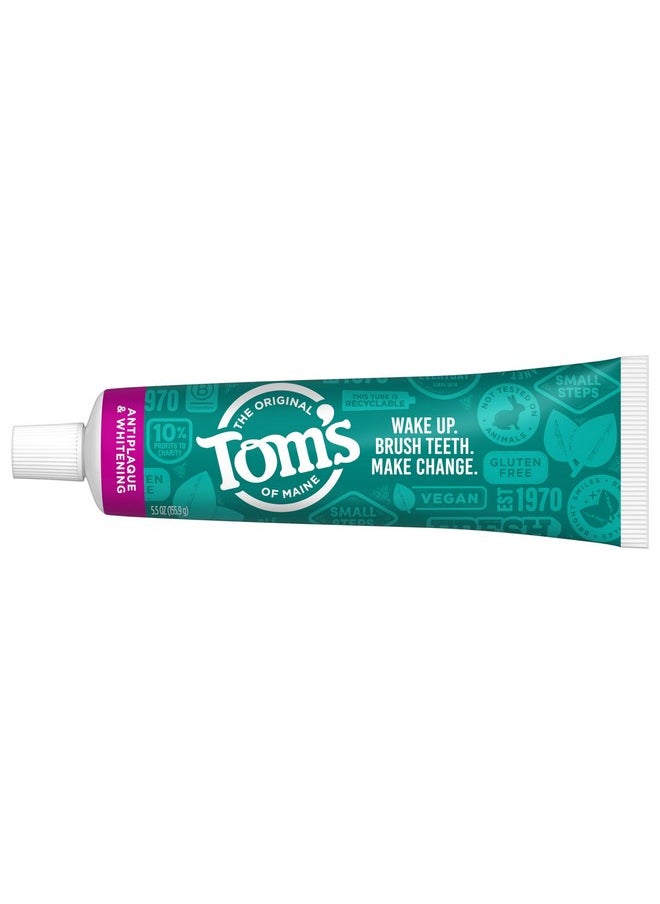 Tom's of Maine Fluoride-Free Antiplaque & Whitening Natural Toothpaste, Peppermint, 5.5 oz. (Pack of 2)