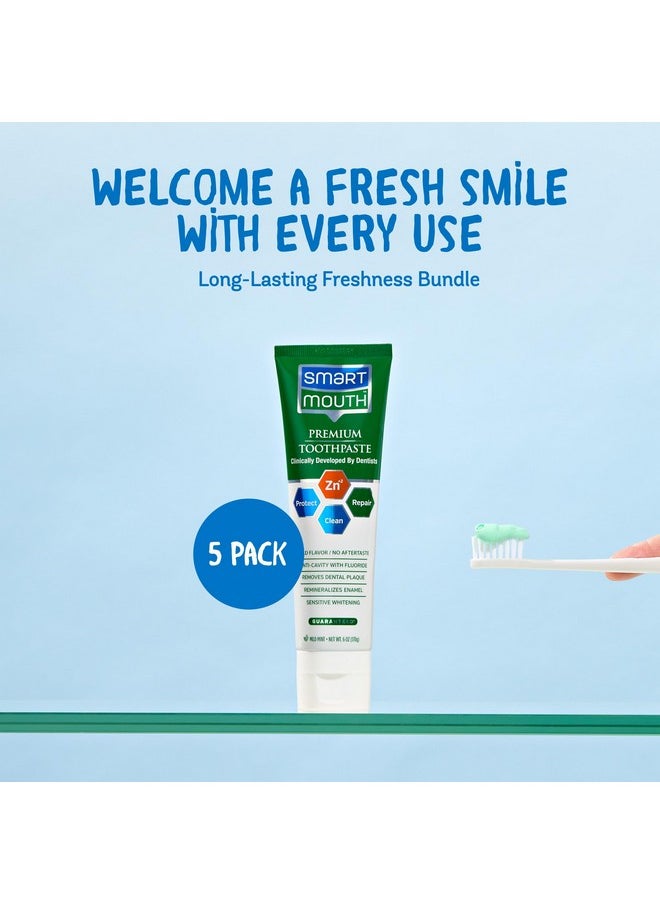Smart Mouth Whitening Toothpaste with Fluoride Clean Mint 6 oz(Pack of 5)