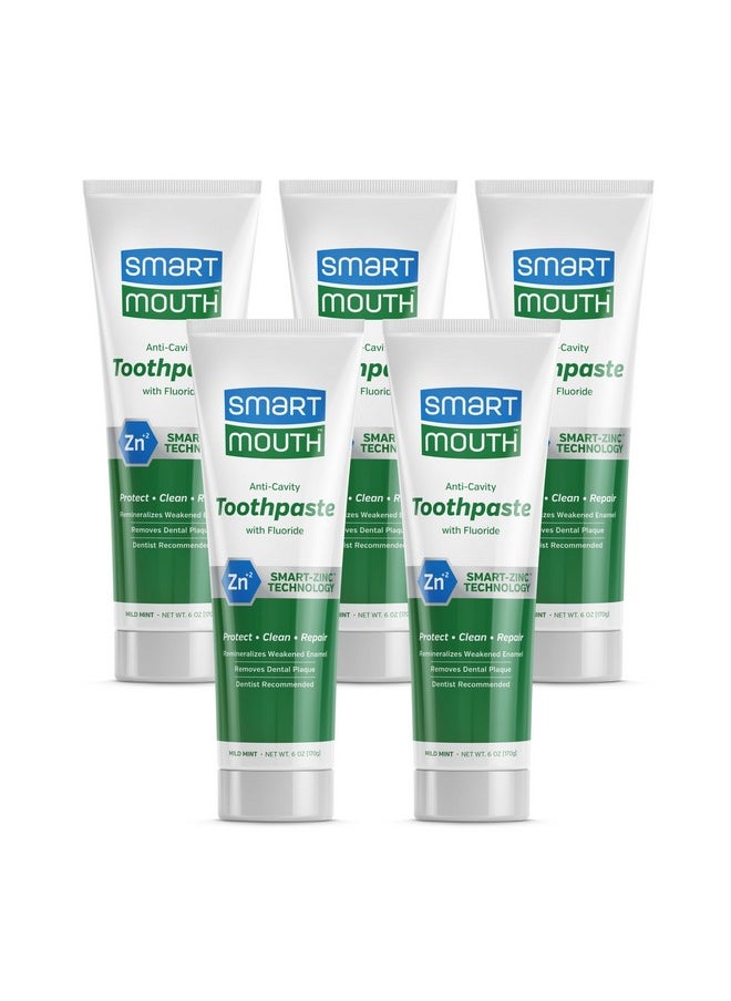 Smart Mouth Whitening Toothpaste with Fluoride Clean Mint 6 oz(Pack of 5)