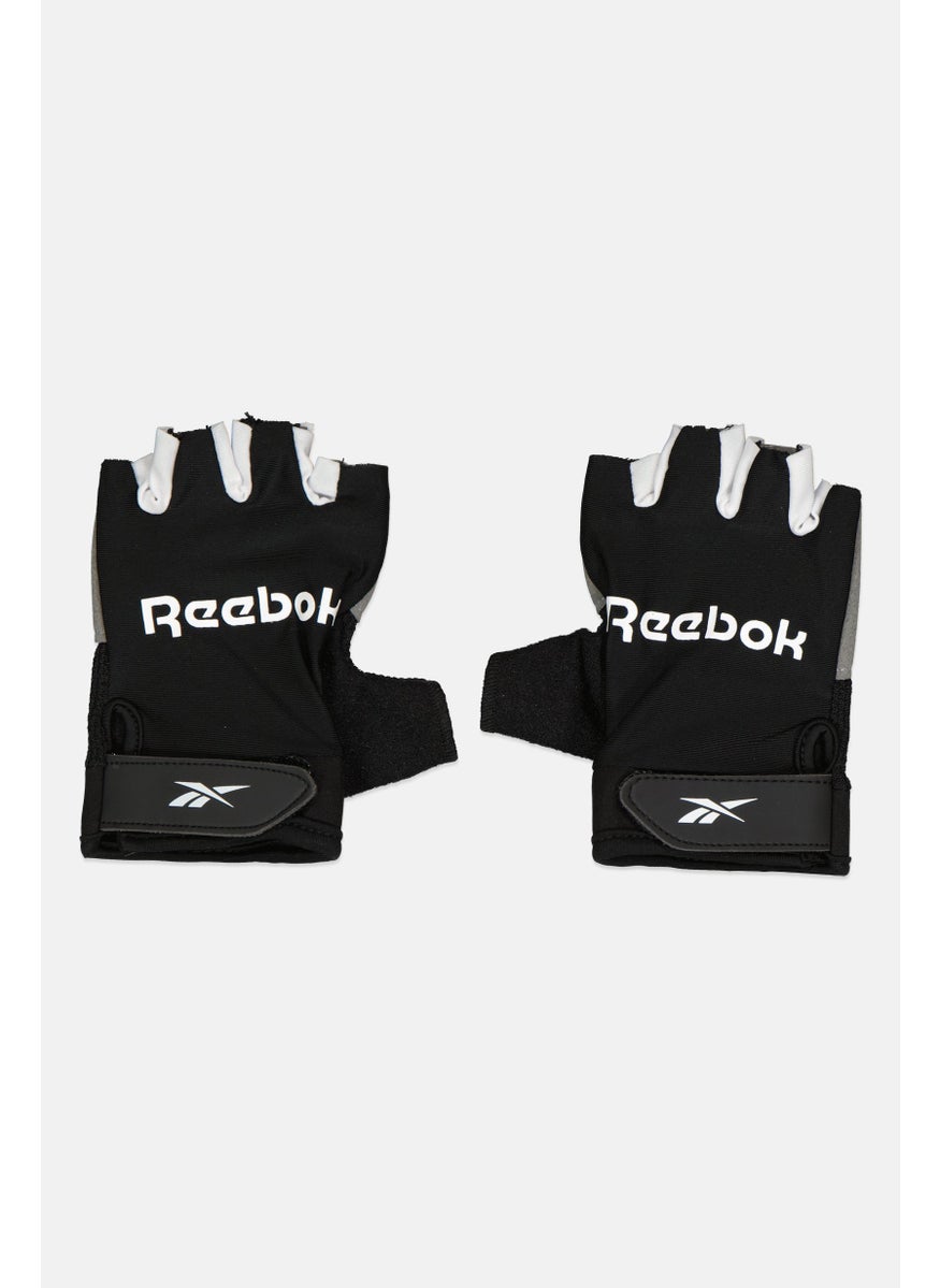 Men Brand Logo Fitness Gloves, Black