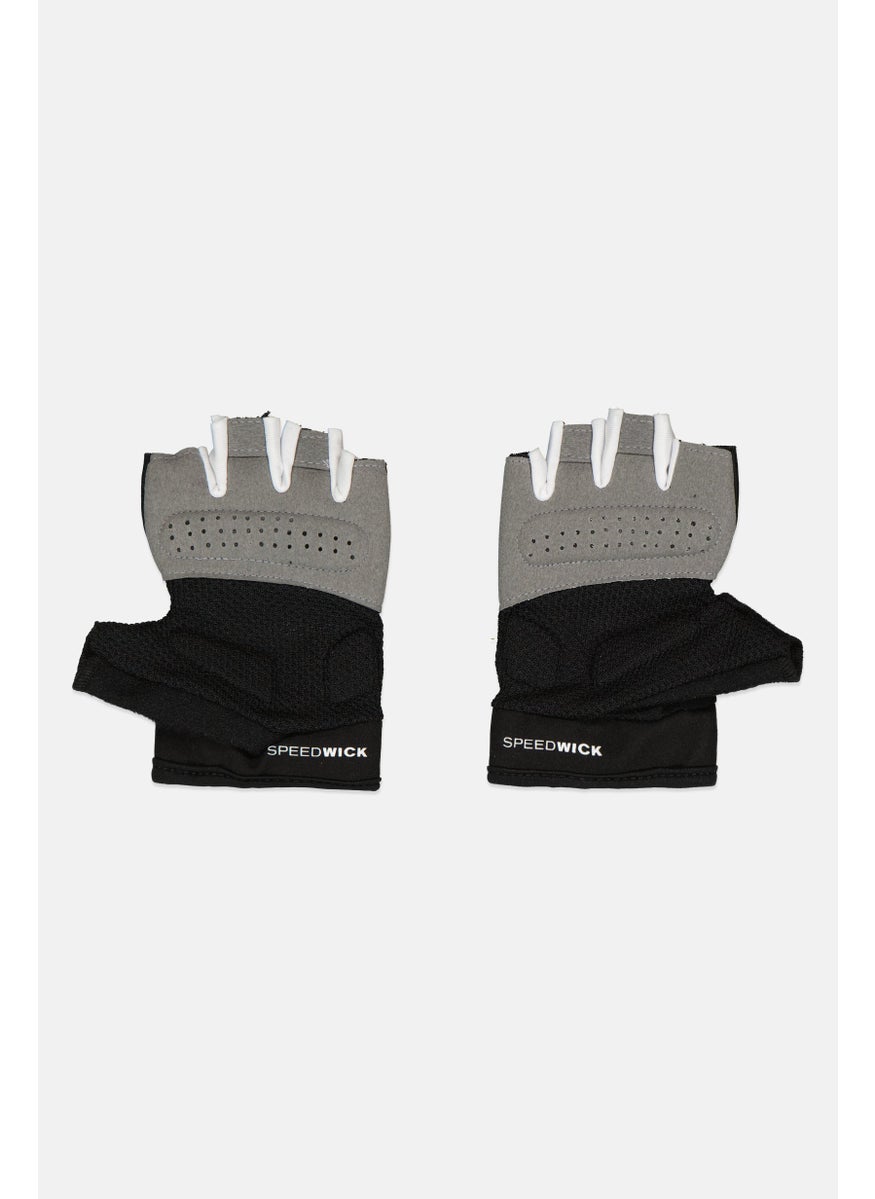 Men Brand Logo Fitness Gloves, Black
