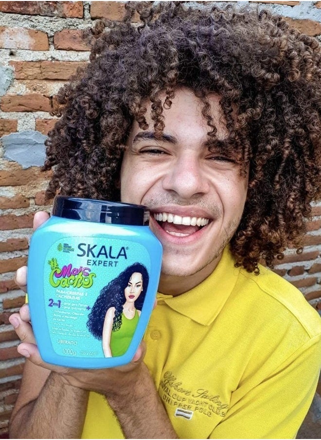 Hair Type 3ABC Mais Cachos - More Curls Eliminate Anti Frizz, For Curly Hair 2 in 1 Conditioning Treatment Cream and Cream To Comb - 35.2Oz