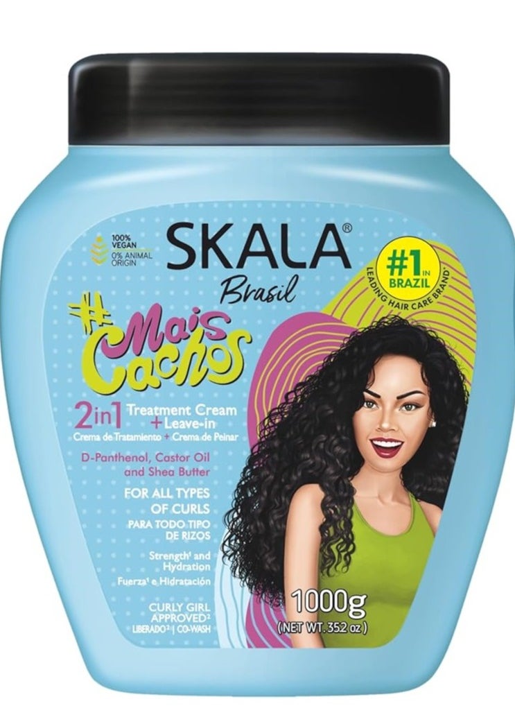 Hair Type 3ABC Mais Cachos - More Curls Eliminate Anti Frizz, For Curly Hair 2 in 1 Conditioning Treatment Cream and Cream To Comb - 35.2Oz