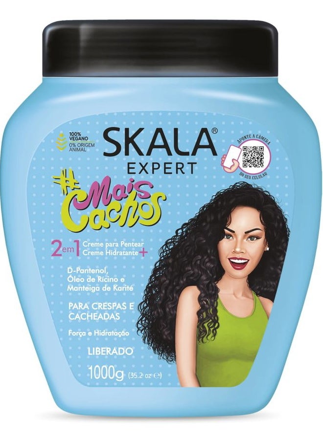 Hair Type 3ABC Mais Cachos - More Curls Eliminate Anti Frizz, For Curly Hair 2 in 1 Conditioning Treatment Cream and Cream To Comb - 35.2Oz
