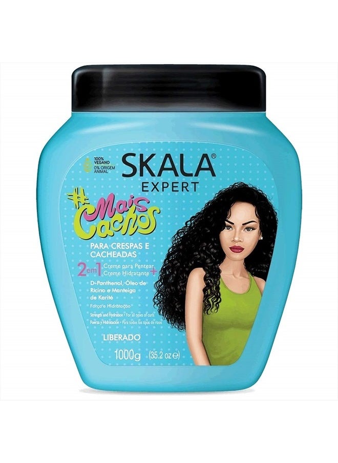 Hair Type 3ABC Mais Cachos - More Curls Eliminate Anti Frizz, For Curly Hair 2 in 1 Conditioning Treatment Cream and Cream To Comb - 35.2Oz
