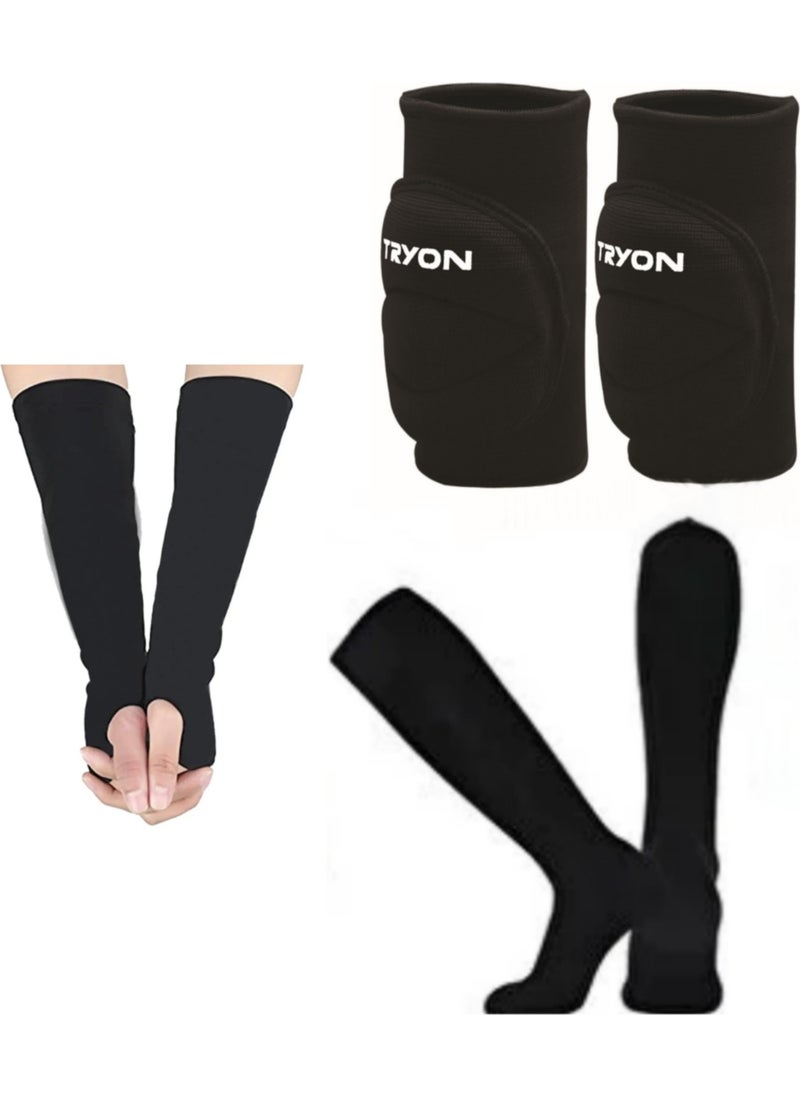 Volleyball Set 1 Pair Knee Pads + 1 Pair Elbow Pads + 1 Pair Socks