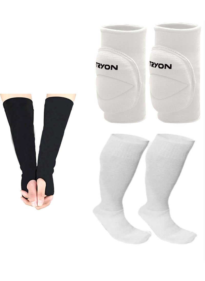 Volleyball Set 1 Pair Knee Pads + 1 Pair Elbow Pads + 1 Pair Socks