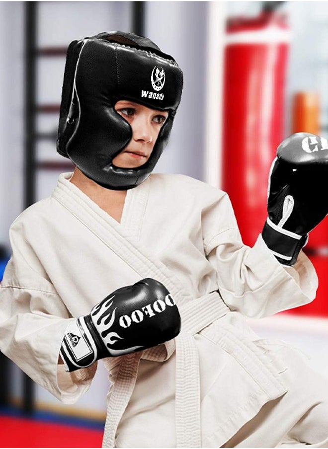 Boxing Headgear for Adults Kids, Safety Head Guard,Brace Head Protection,PU Leather Boxing Helmet for Traning Kickboxing MMA Muay Thai Sparring Martial Arts Karate Taekwondo