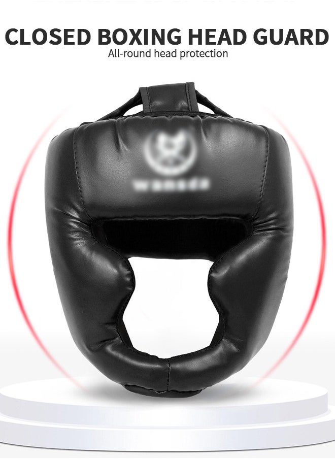 Boxing Headgear for Adults Kids, Safety Head Guard,Brace Head Protection,PU Leather Boxing Helmet for Traning Kickboxing MMA Muay Thai Sparring Martial Arts Karate Taekwondo