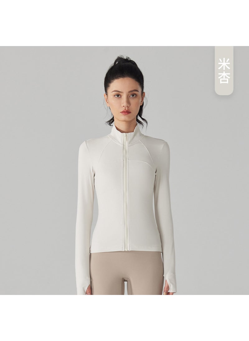Thickened Fleece Warm-up Yoga Fitness Jacket Mi xing apricot