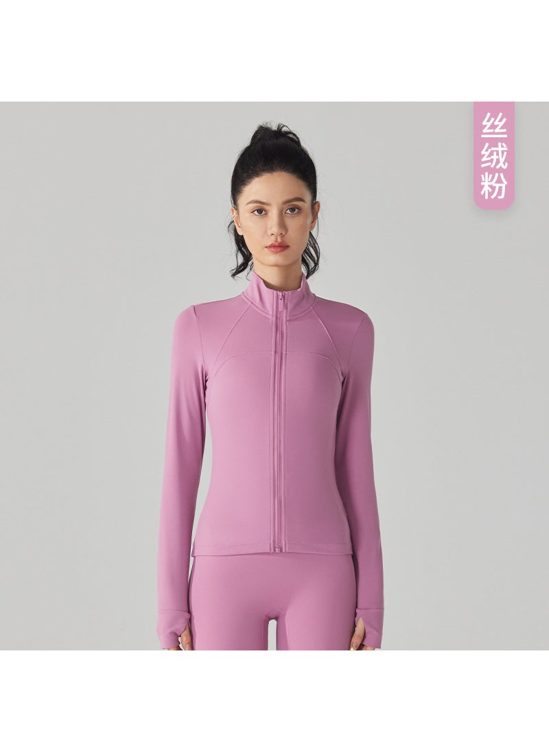Thickened Fleece Warm-up Yoga Fitness Jacket Velvet powder Velvet powder