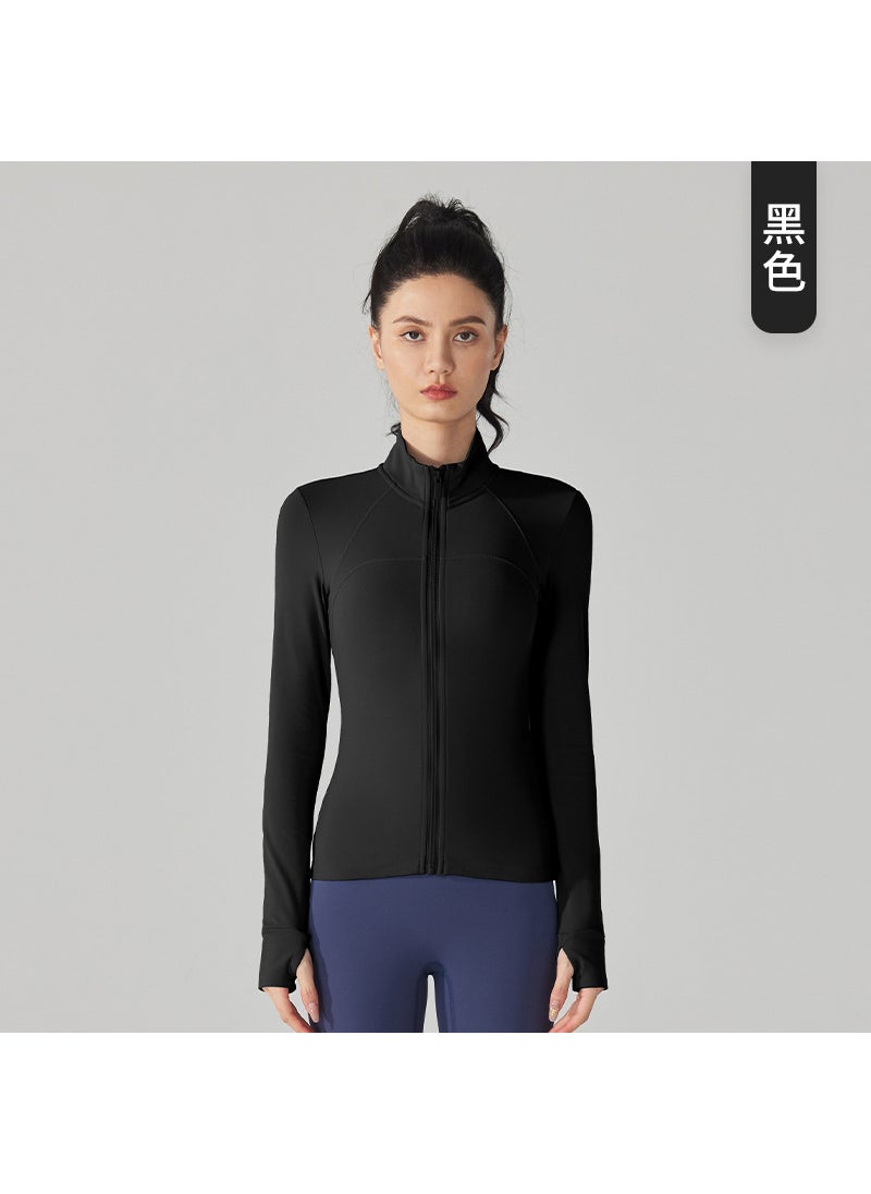 Thickened Fleece Warm-up Yoga Fitness Jacket black black