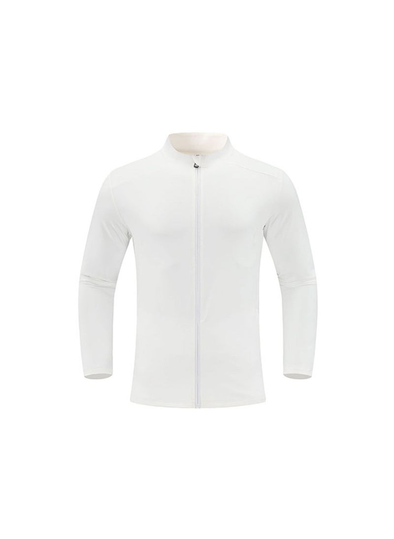Mens Slim Fit Sports Jacket for Yoga and Running Off-white