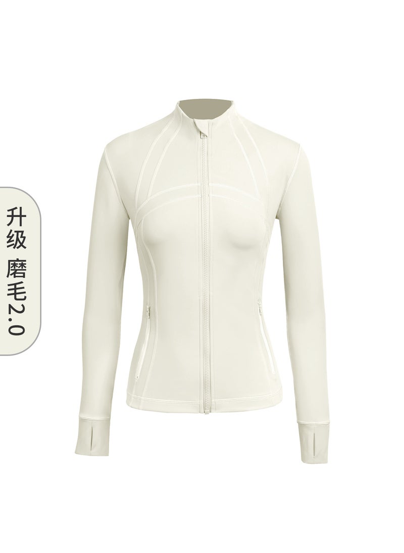 2.0 Upgraded Version Wt03 Sports Bra Women Stand Collar Slim Fitness Long Sleeve Zipper Opening Yoga Clothing Top Wt03 white protein sanding 2.0
