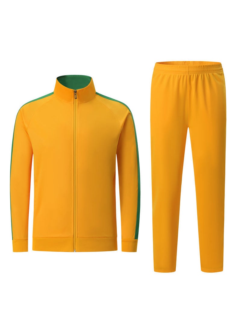 Mens Fleece-Lined Soccer Basketball Red Training Suit Autumn Winter Long Sleeve Sportswear 6801 yellow