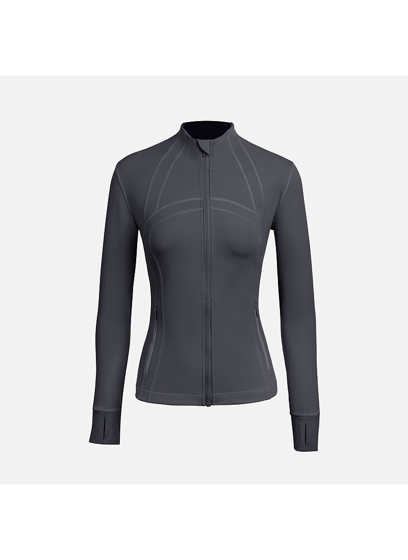 Womens Long Sleeve Yoga Jacket Soft Fitness Running Top WT03 graphite gray sanding 2.0