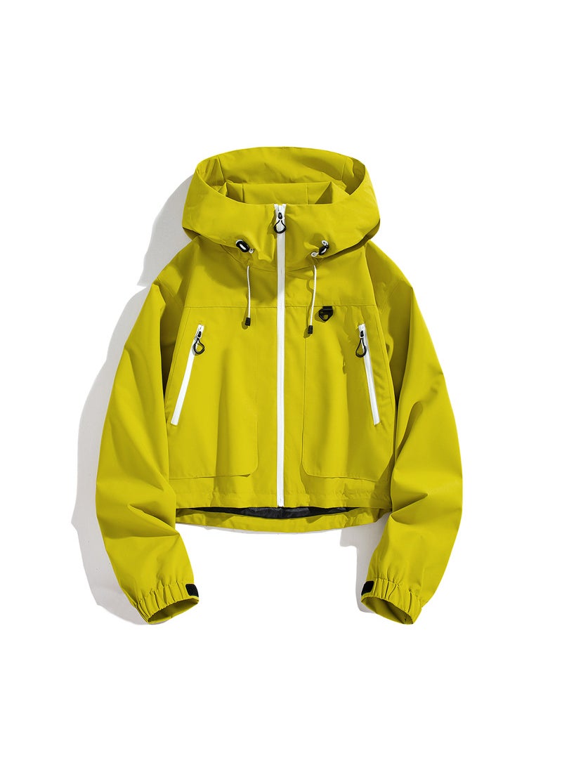 Spring Autumn Sporty Couple Jacket 6666 Outerwear Casual Comfortable Linen-Like Fabric No Lining Imported Goods Women-Willow Yellow