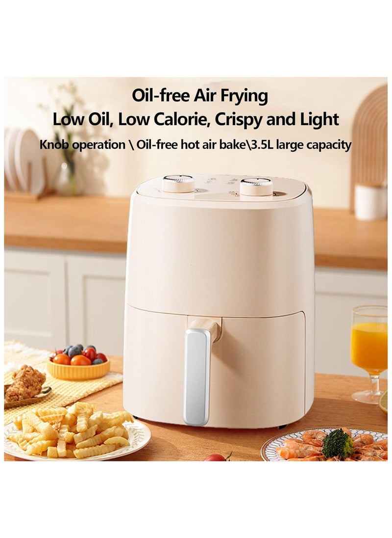 Air Fryer, Multifunctional Electric Fryer with Non-stick Coated Frying Basket and Dual Knob Control, 3.5 Litre Large Capacity for Kitchen
