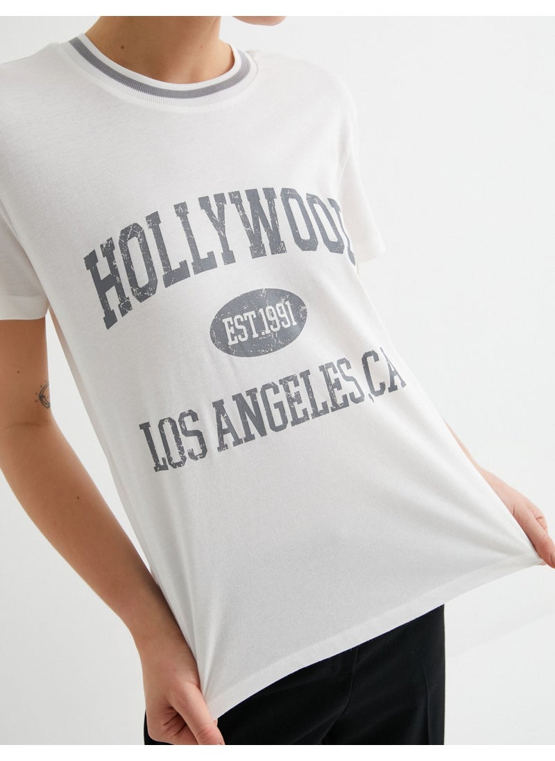 Hollywood T-Shirt Printed Short Sleeve Crew Neck Cotton