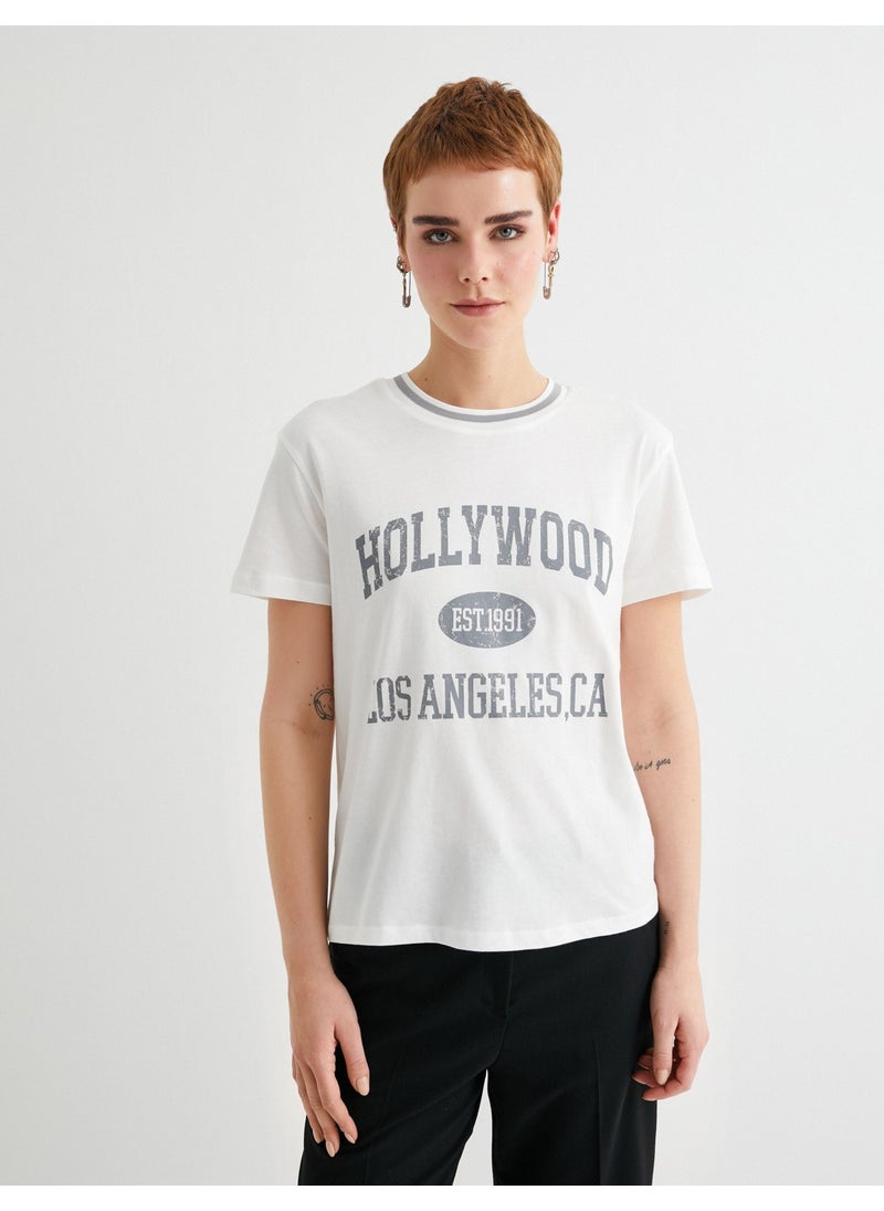 Hollywood T-Shirt Printed Short Sleeve Crew Neck Cotton