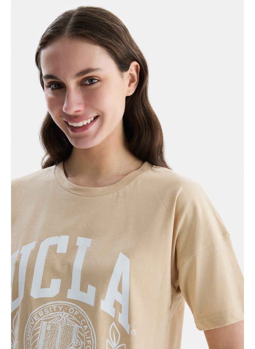 Avalon Coffee Crew Neck Printed Oversize Women's Tshirt