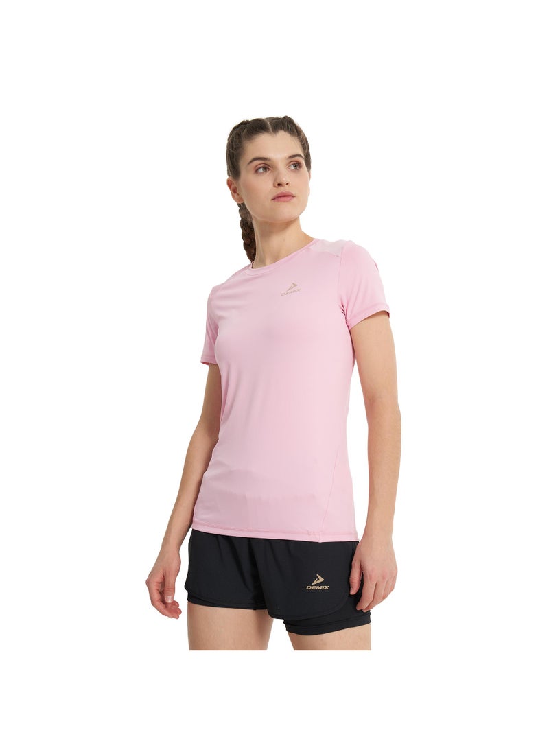 Women's Running T-shirt Peony, Demix, MOVI Cool+ Moisture-Wicking, Mesh Insert for Ventilation, Reflective Details, Comfortable and Stylish for Daily Runs