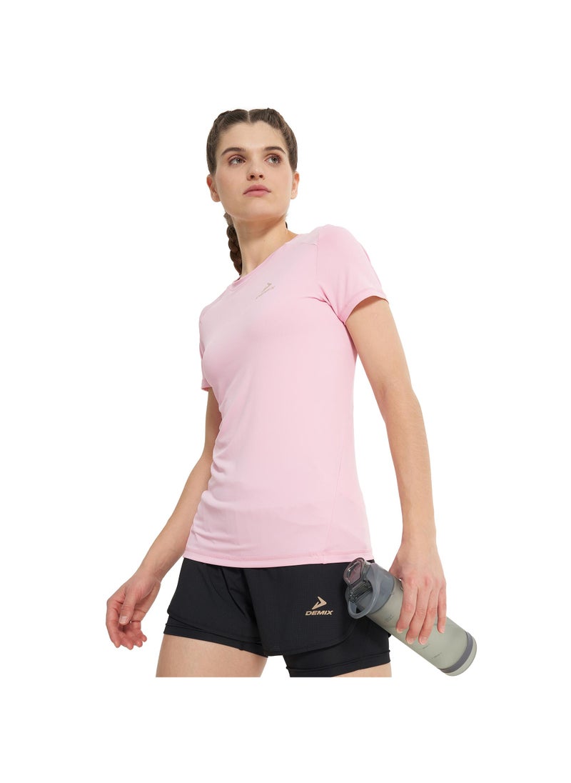 Women's Running T-shirt Peony, Demix, MOVI Cool+ Moisture-Wicking, Mesh Insert for Ventilation, Reflective Details, Comfortable and Stylish for Daily Runs