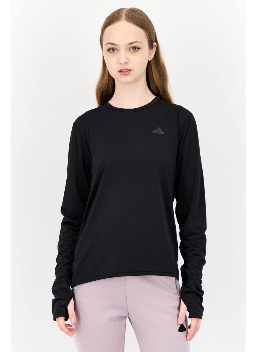 Women Sportswear Fit Long Sleeves Running T-Shirt, Black