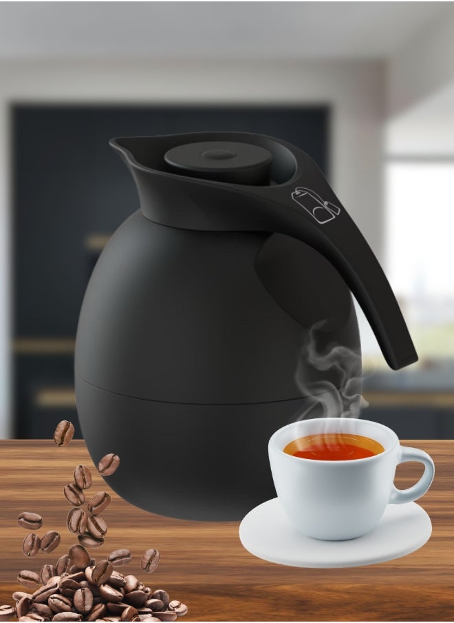 Set of 2 High Quality Vaccum Flask for Coffee Tea Water 1000ml Black