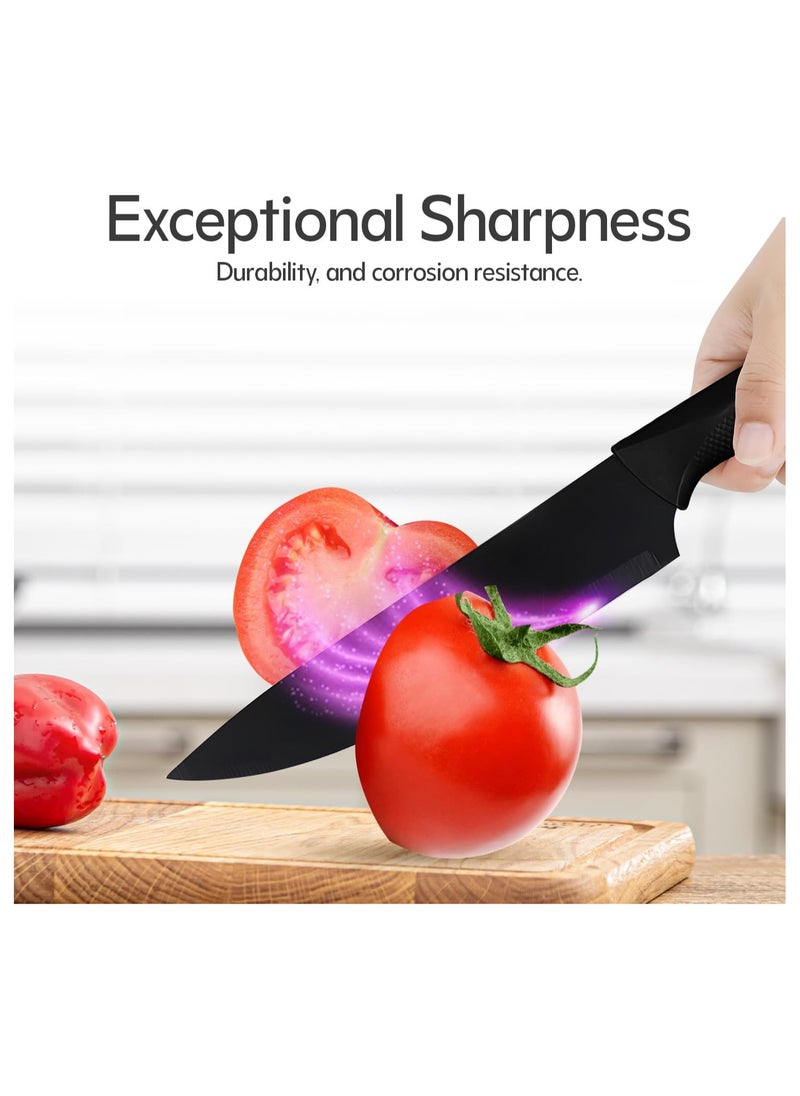 14-Piece Kitchen Knife Set with Built-In Sharpener, Stainless Steel, Ergonomic Handles, Dishwasher Safe, Durable, Precision Cutting for Slicing, Dicing, and Mincing