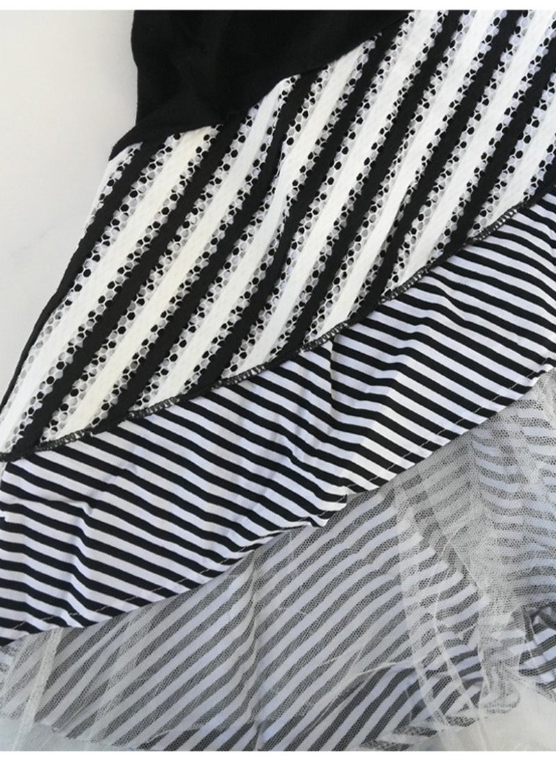 Striped Oversize Casual Short Sleeve Midi Dress