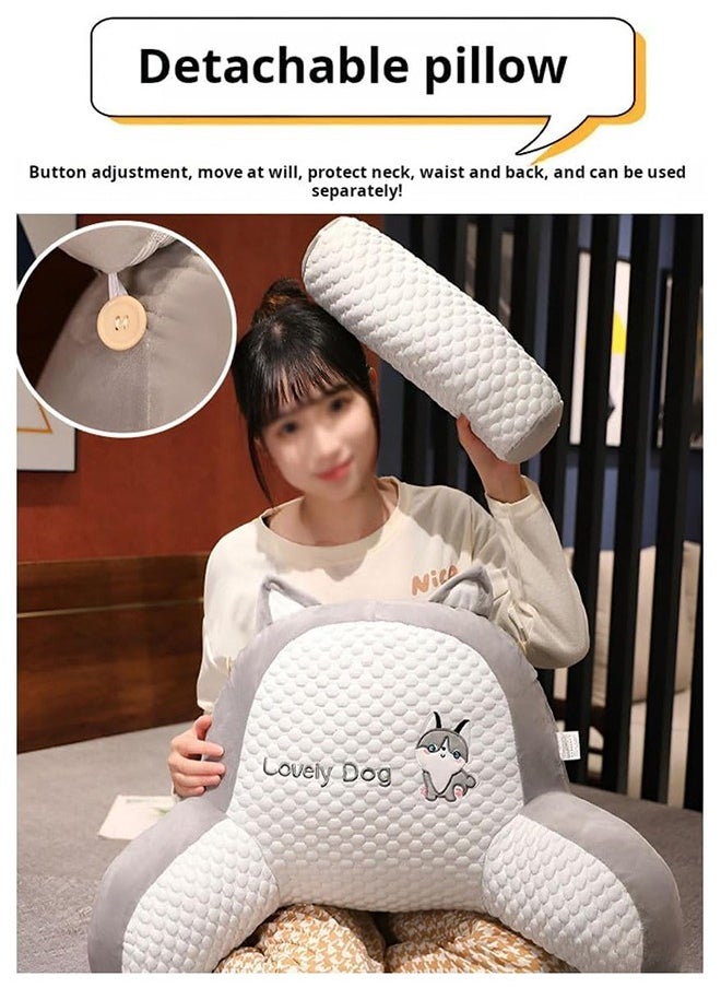 Backrest Pillow Reading Pillow-Extra Large Bed Rest Pillow with Detachable Neck Roll & Arms for Sitting in Bed or Couch-Backrest Reading Pillow Adult Back Pillows for Reading,Watching TV,Gaming,Relaxing