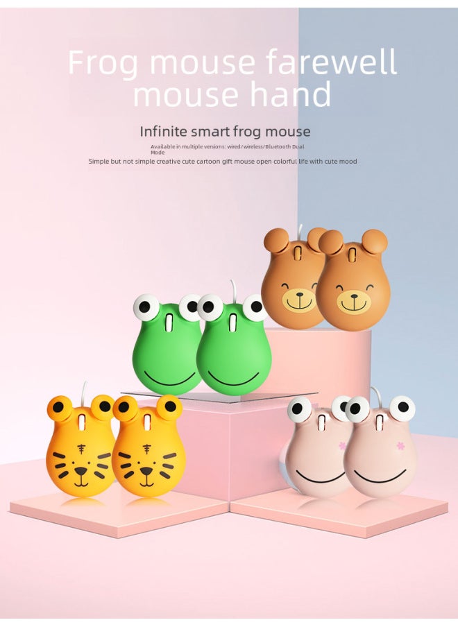 Cartoon Tiger Mouse Wireless Mouse Wired Frog Mouse Big Eyes Pink Frog Mouse Cute Bear Mouse-Specifications:Wireless 2.4g Red Beetle Mouse (Section 7 Battery Edition)
