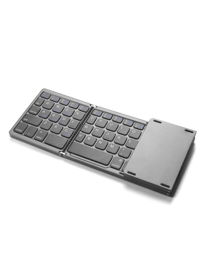 Type-c Charging Three-fold Folding Bluetooth Keyboard With Touch Wireless Bluetooth Keyboard Silent Dual-mode Charging Mouse-Specifications:B033 Regular Gray + Black Mouse + Storage Bag