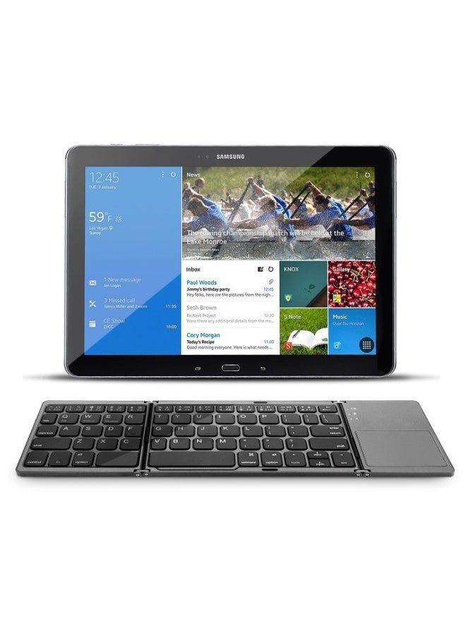 Type-c Charging Three-fold Folding Bluetooth Keyboard With Touch Wireless Bluetooth Keyboard Silent Dual-mode Charging Mouse-Specifications:B033 Regular Gray + Black Mouse + Storage Bag