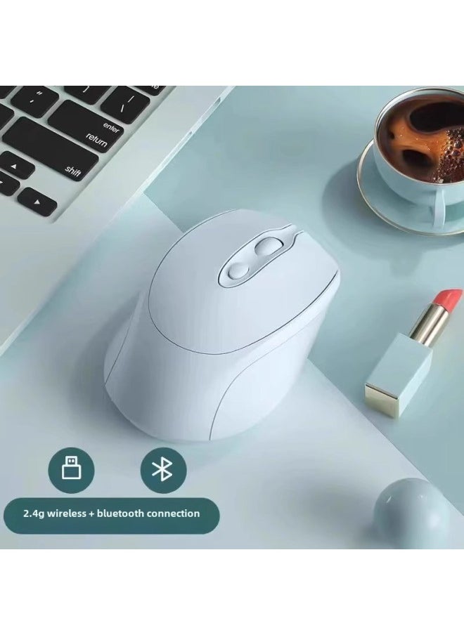 Laptop Universal Wireless Bluetooth Mouse Rechargeable Dual-Mode Mute Girl Office Mouse Silent Unlimited-Specifications:Official Standard Configuration [snow White] Battery Version + 2.4g Wireless Version★The Key Has A Sound★Bring Your Own Battery