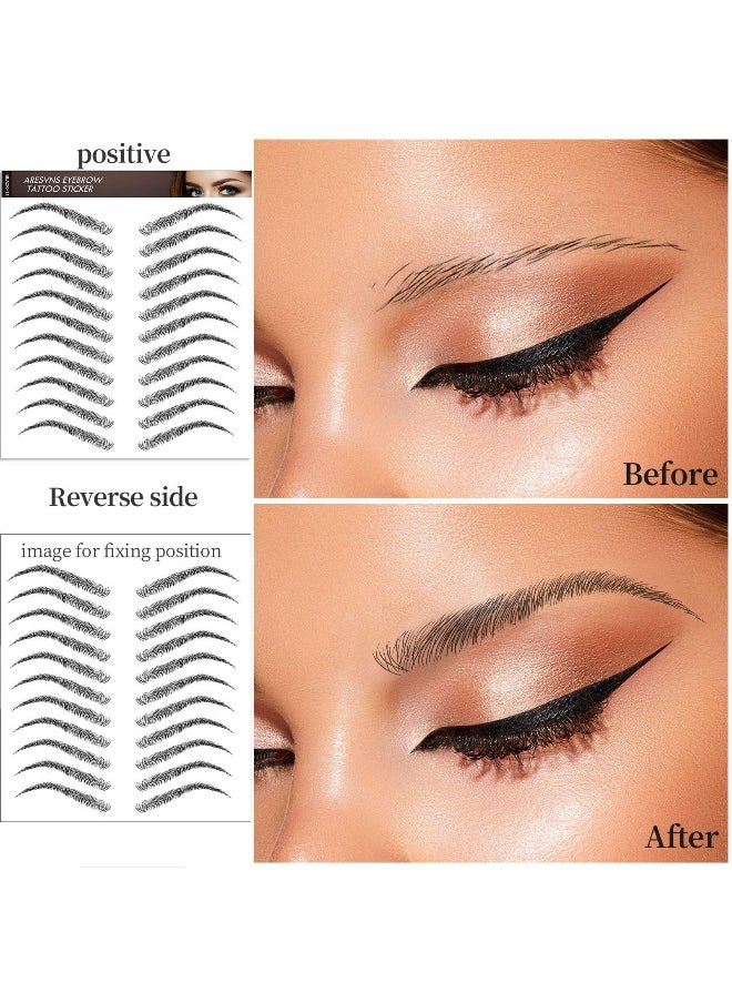 Eyebrow Tattoo Black 66 Pairs! Newly Improved Fake Eyebrows Waterproof and Long-Lasting3-5 days, Good-looking Eyebrows Tattoo Sticker for Women,Eyebrow Transfers Sticker Christmas Gift