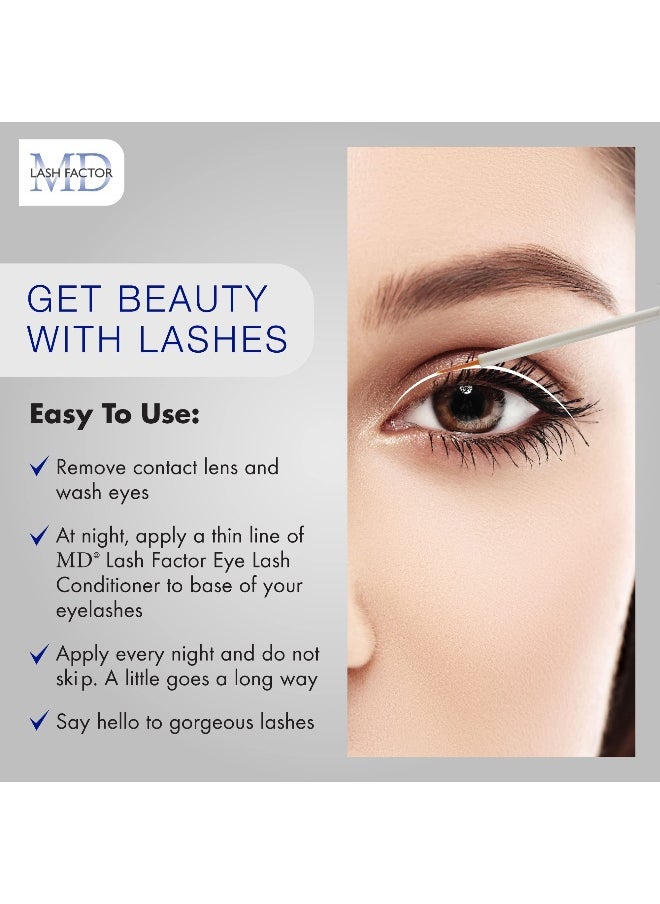 Lash Factor Eyelash Growth Serum| Enhances Your Natural Lashes For A Fuller, Longer & Denser Look | Eyelashs Enhancer for Women | 0.2 Fl Oz - 6 Month Supply