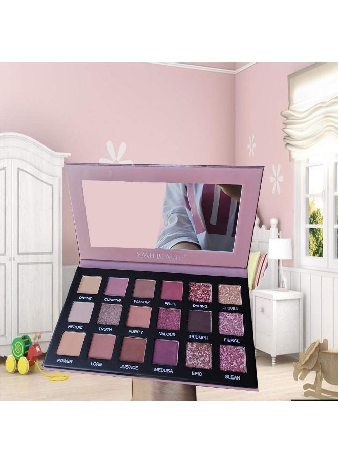18 Color Nude Eyeshadow Palette, High Pigment Shimmer Matte Glitter Eyeshadow Makeup Palette Neutral Eyeshadow Pallet Long Lasting Waterproof Cruelty-free, ATHENA