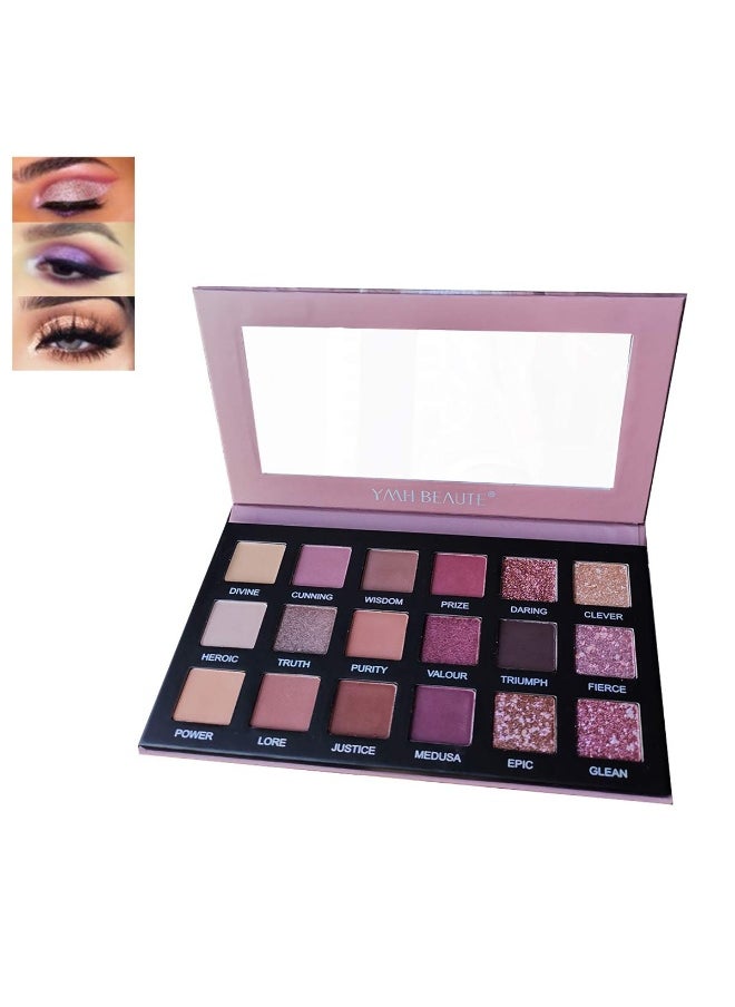 18 Color Nude Eyeshadow Palette, High Pigment Shimmer Matte Glitter Eyeshadow Makeup Palette Neutral Eyeshadow Pallet Long Lasting Waterproof Cruelty-free, ATHENA